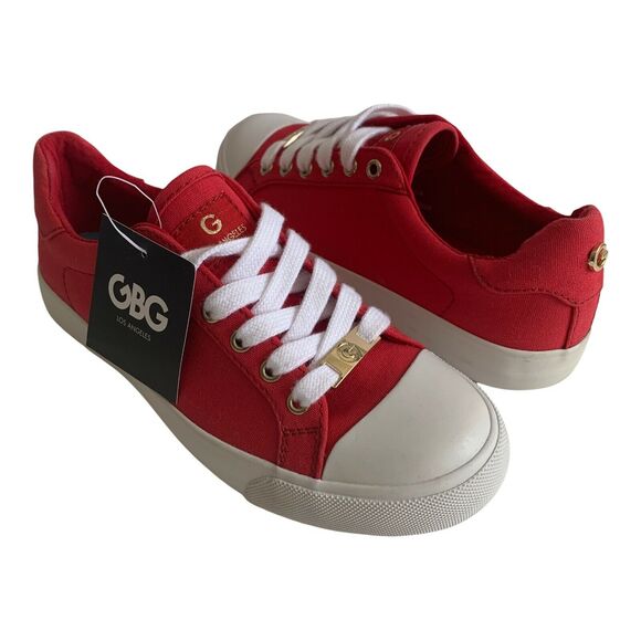 G By Guess Red Lace Up Canvas Shoes sneakers Ggoleex3-C Womens Size 5.5 Low Top - Picture 7 of 9